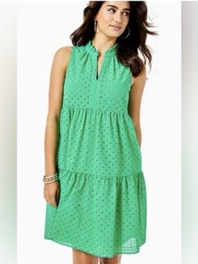 Lilly Pulitzer Novella Eyelet Dress Green Size Medium